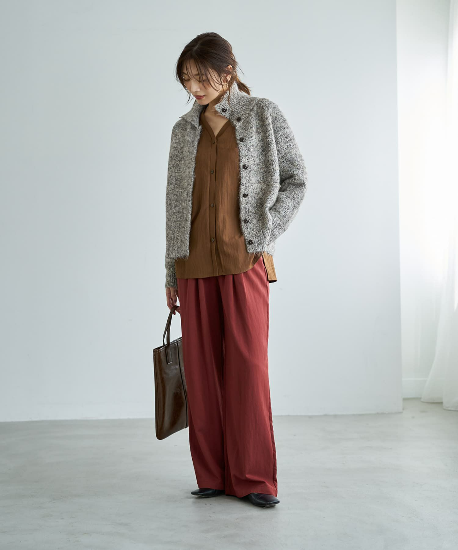 着用イメージ 166cm ブラウンミックス