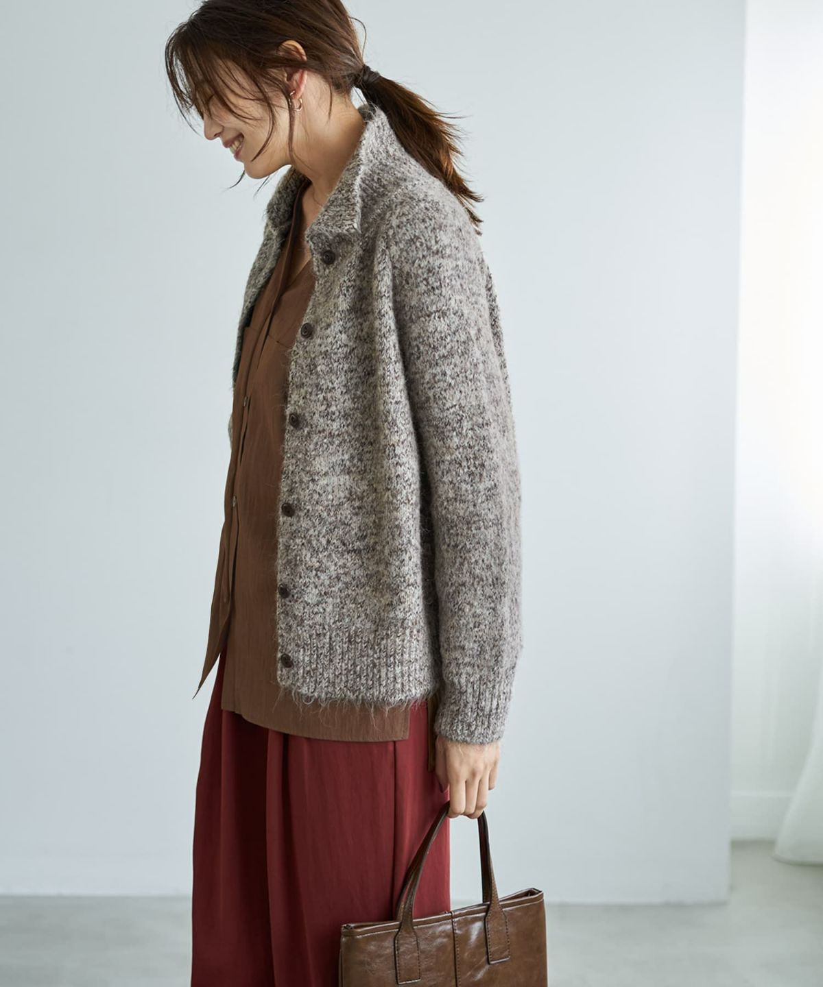 着用イメージ 166cm ブラウンミックス