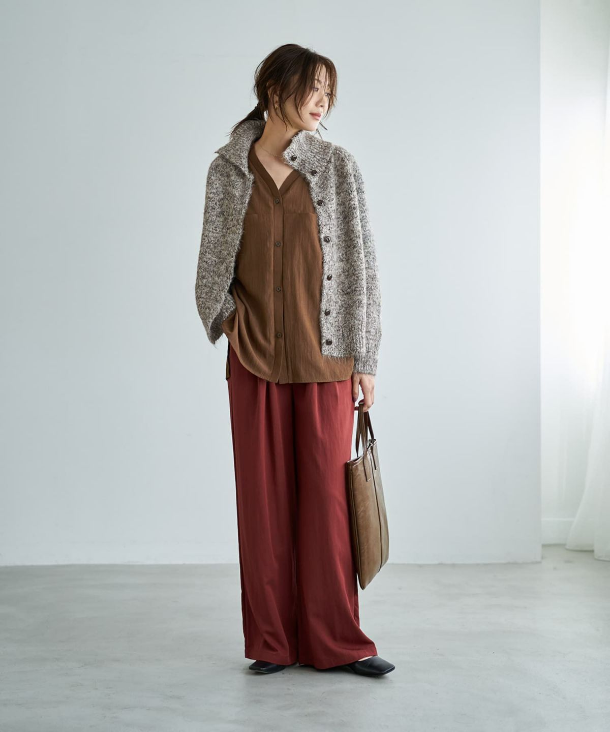 着用イメージ 166cm ブラウンミックス