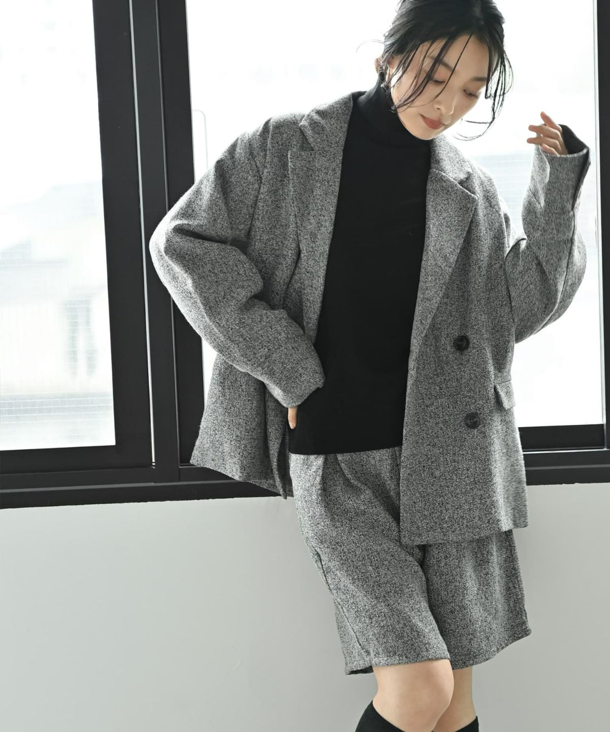 着用イメージ 167cm グレー
