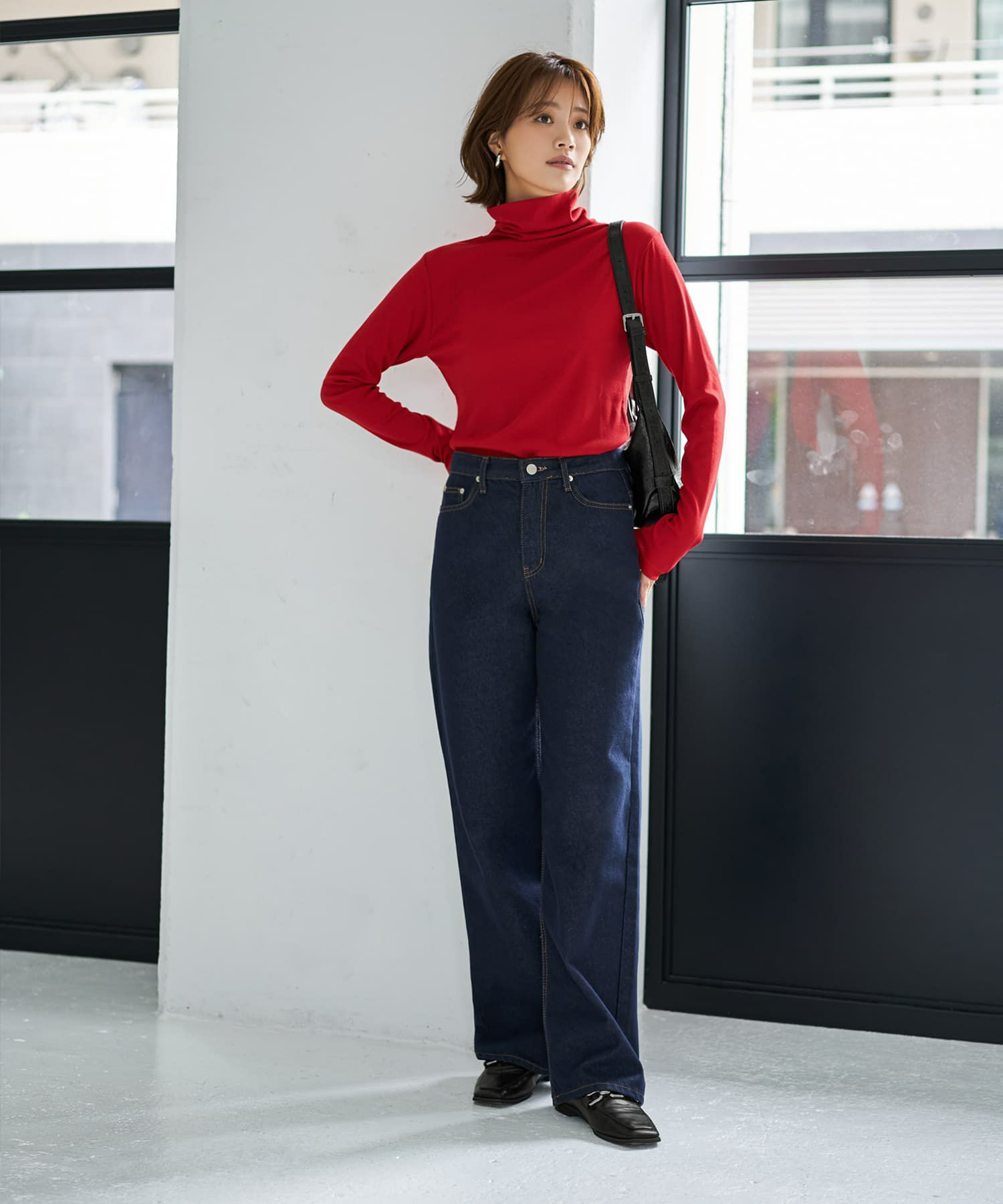 着用イメージ 167cm レッド