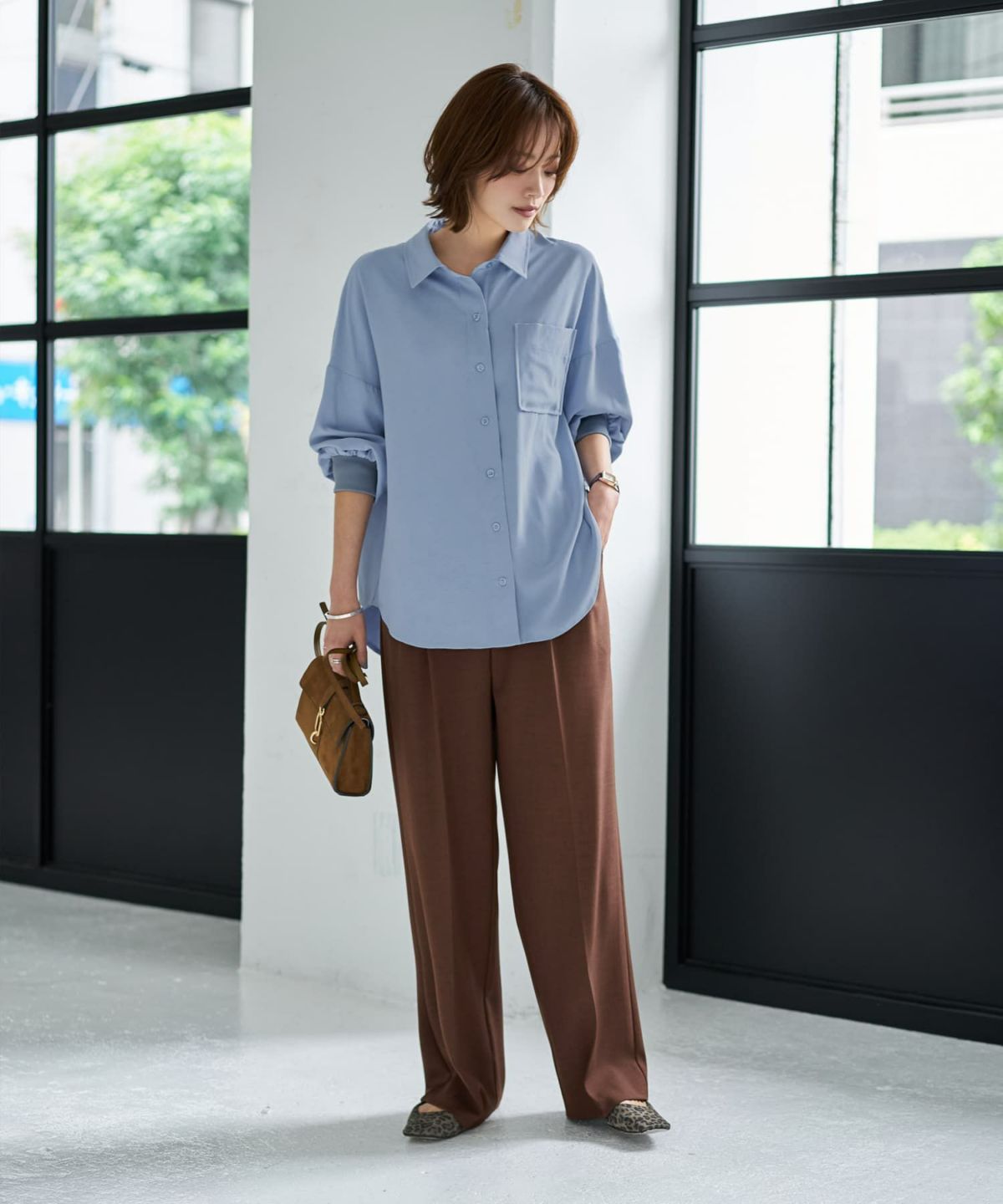 着用イメージ 167cm ライトブルー