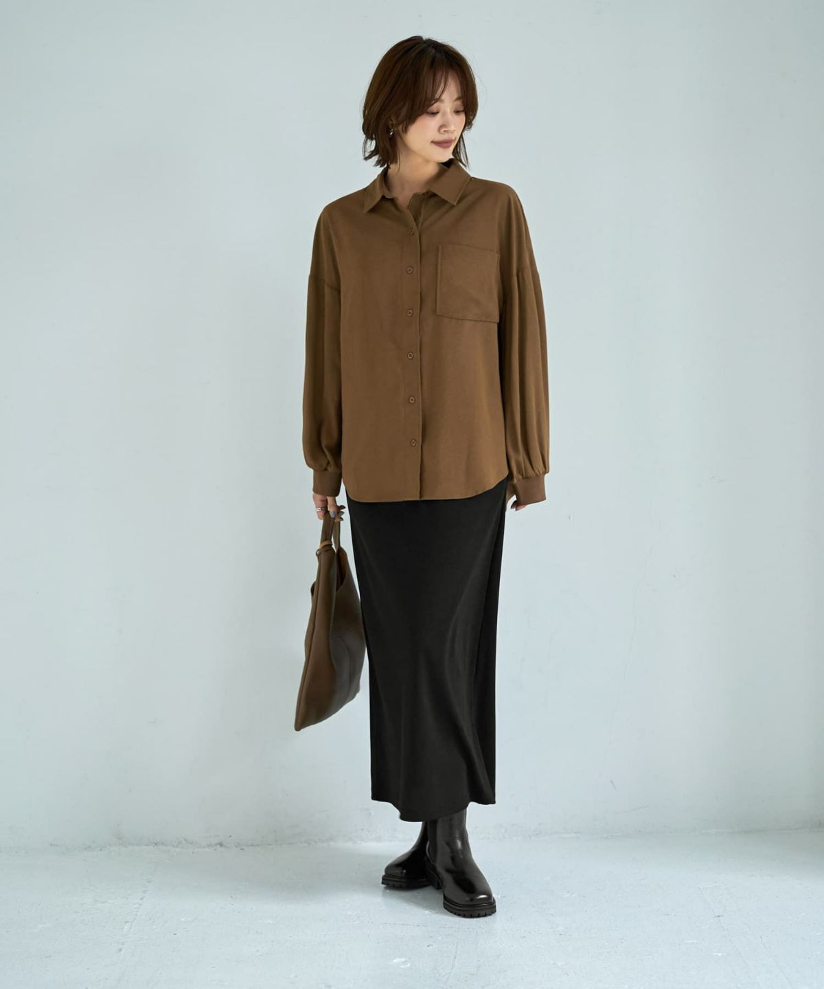 着用イメージ 167cm ブラウン