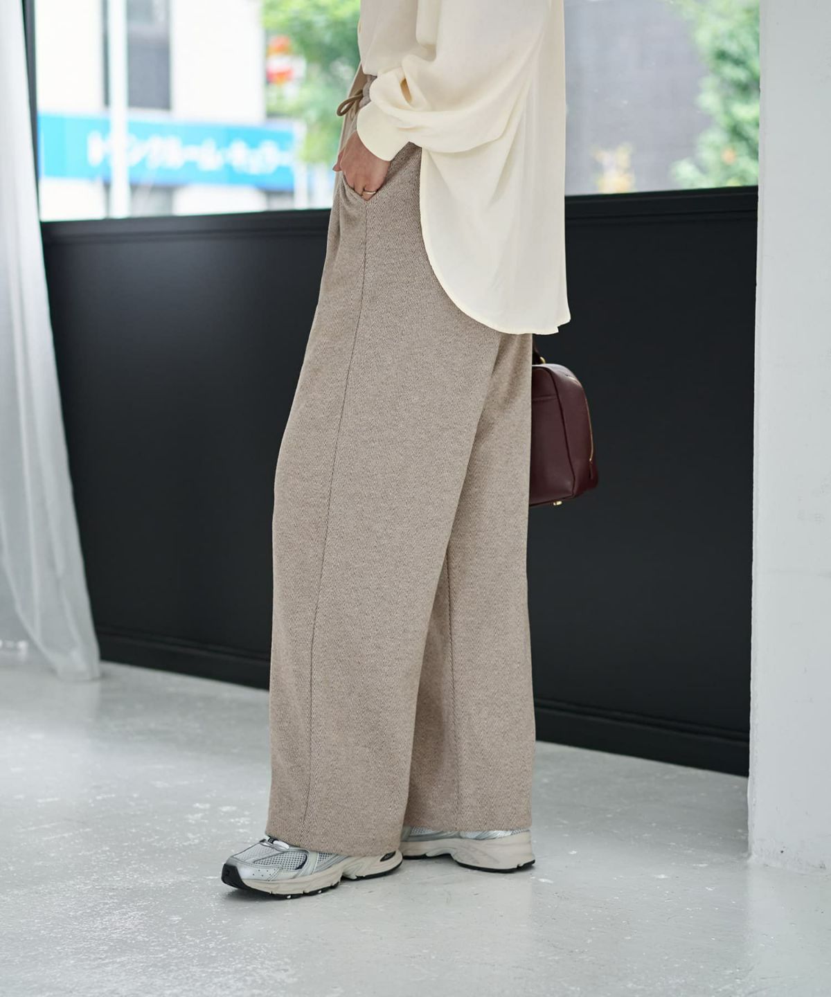 着用イメージ 167cm ライトベージュ