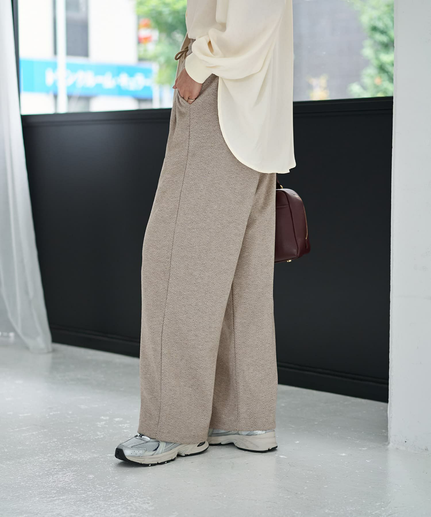 着用イメージ 167cm ライトベージュ