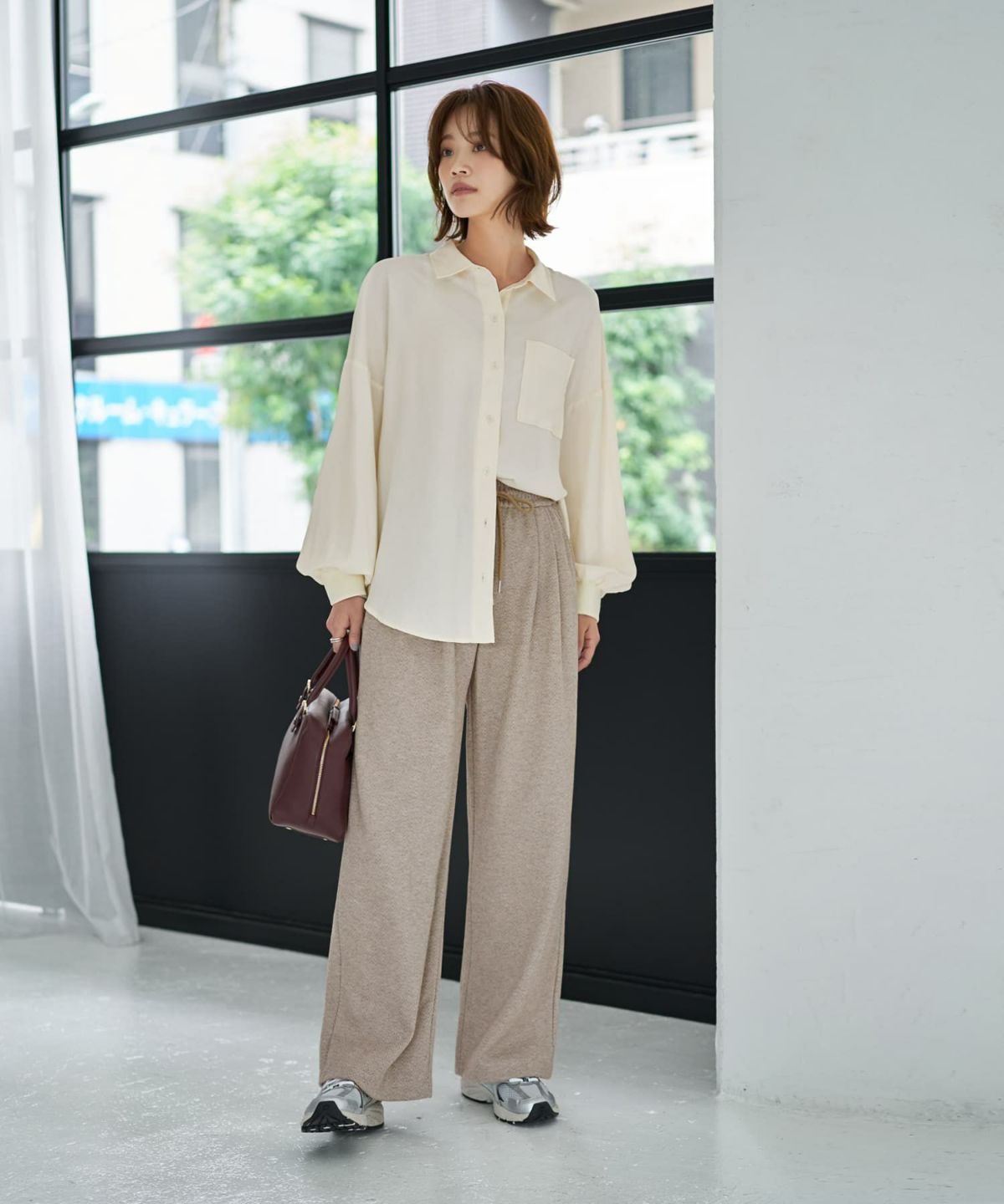 着用イメージ 167cm ライトベージュ