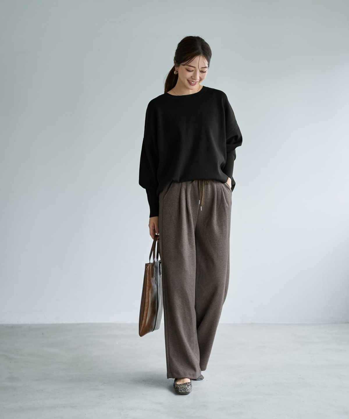 着用イメージ 166cm ブラウン