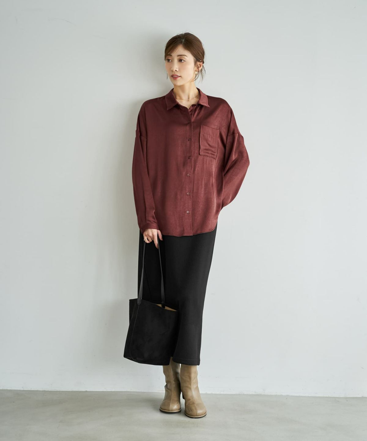 着用イメージ 167cm バーガンディ