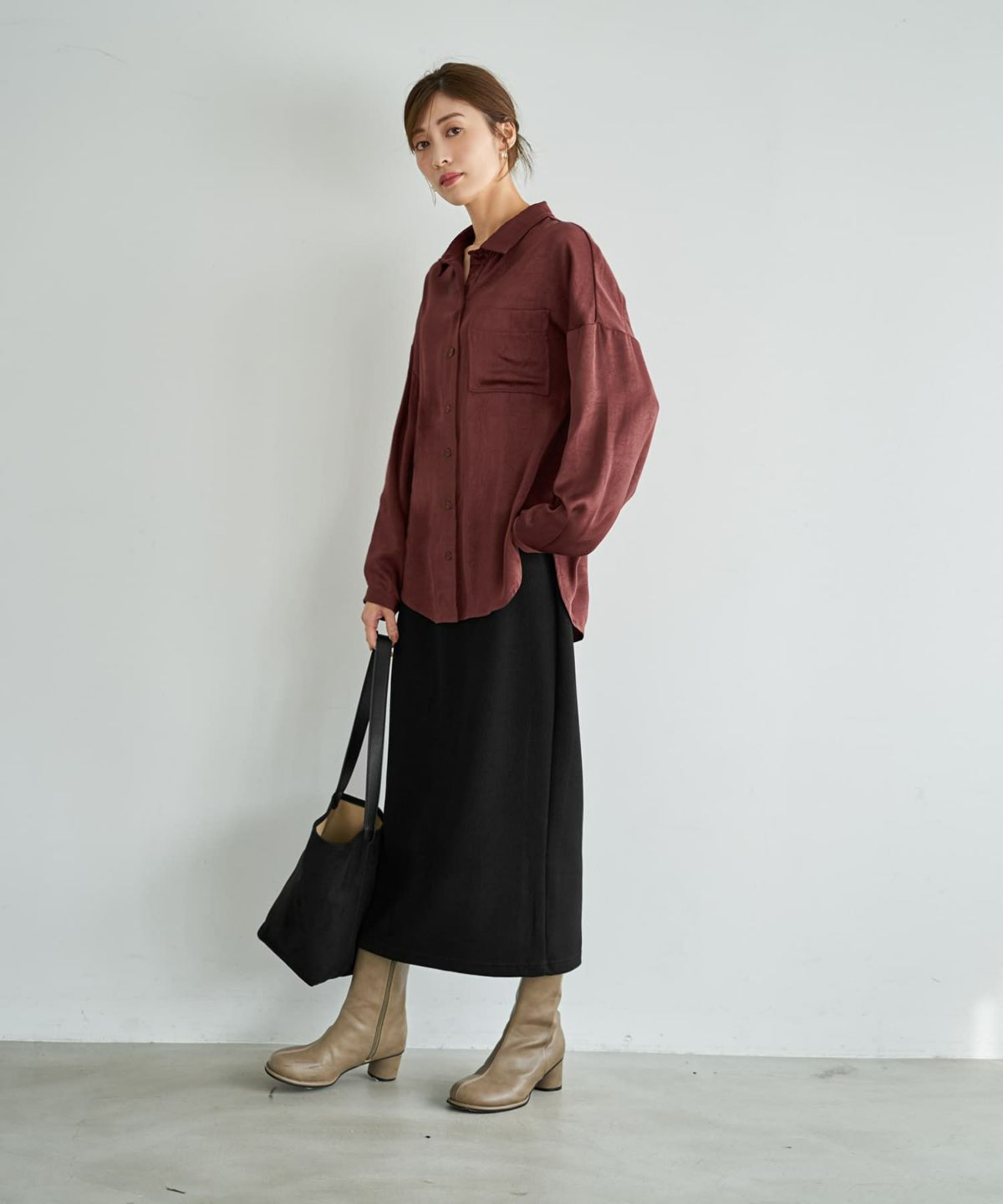 着用イメージ 167cm バーガンディ