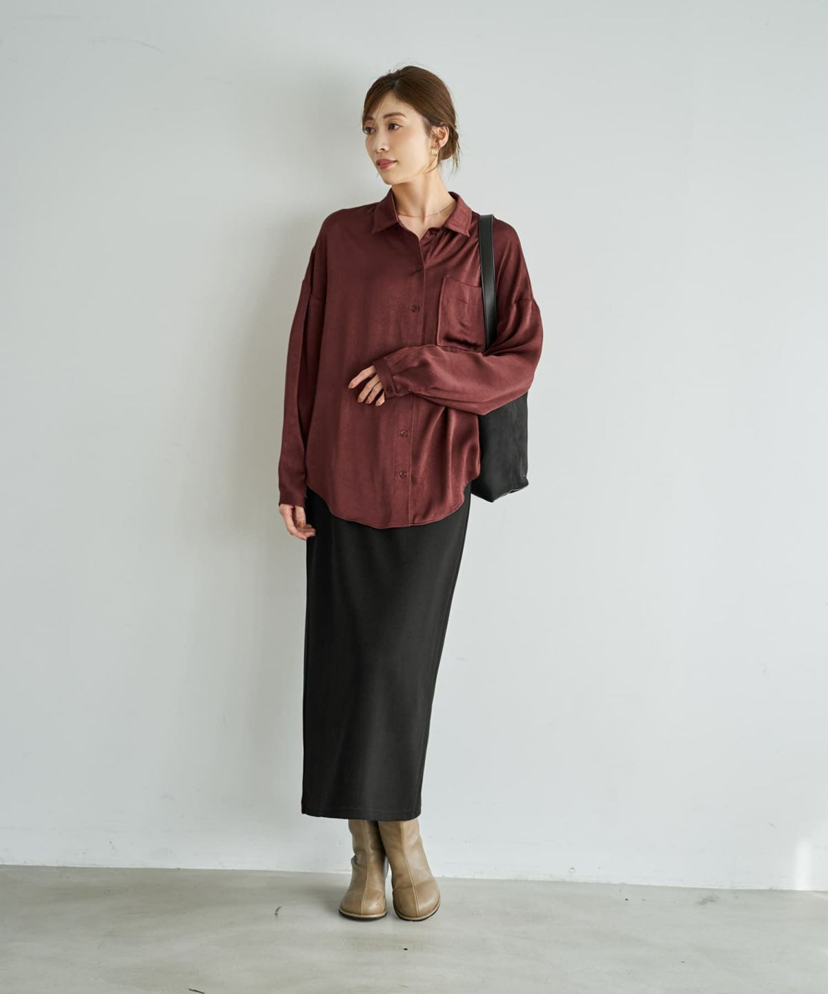 着用イメージ 167cm バーガンディ