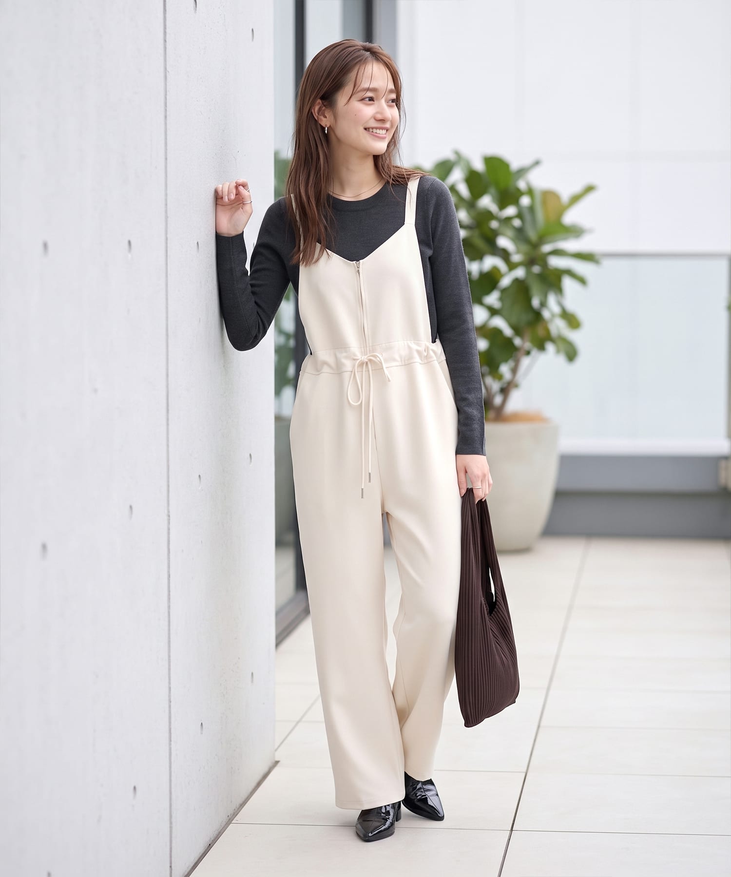 着用イメージ 167cm エクリュ