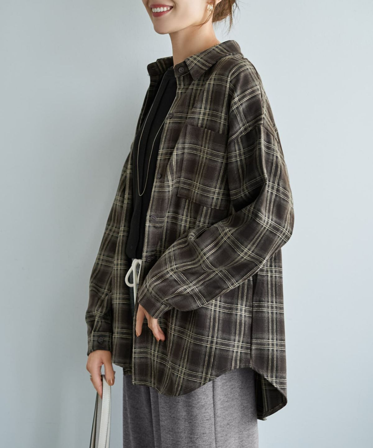 着用イメージ 167cm ブラウン