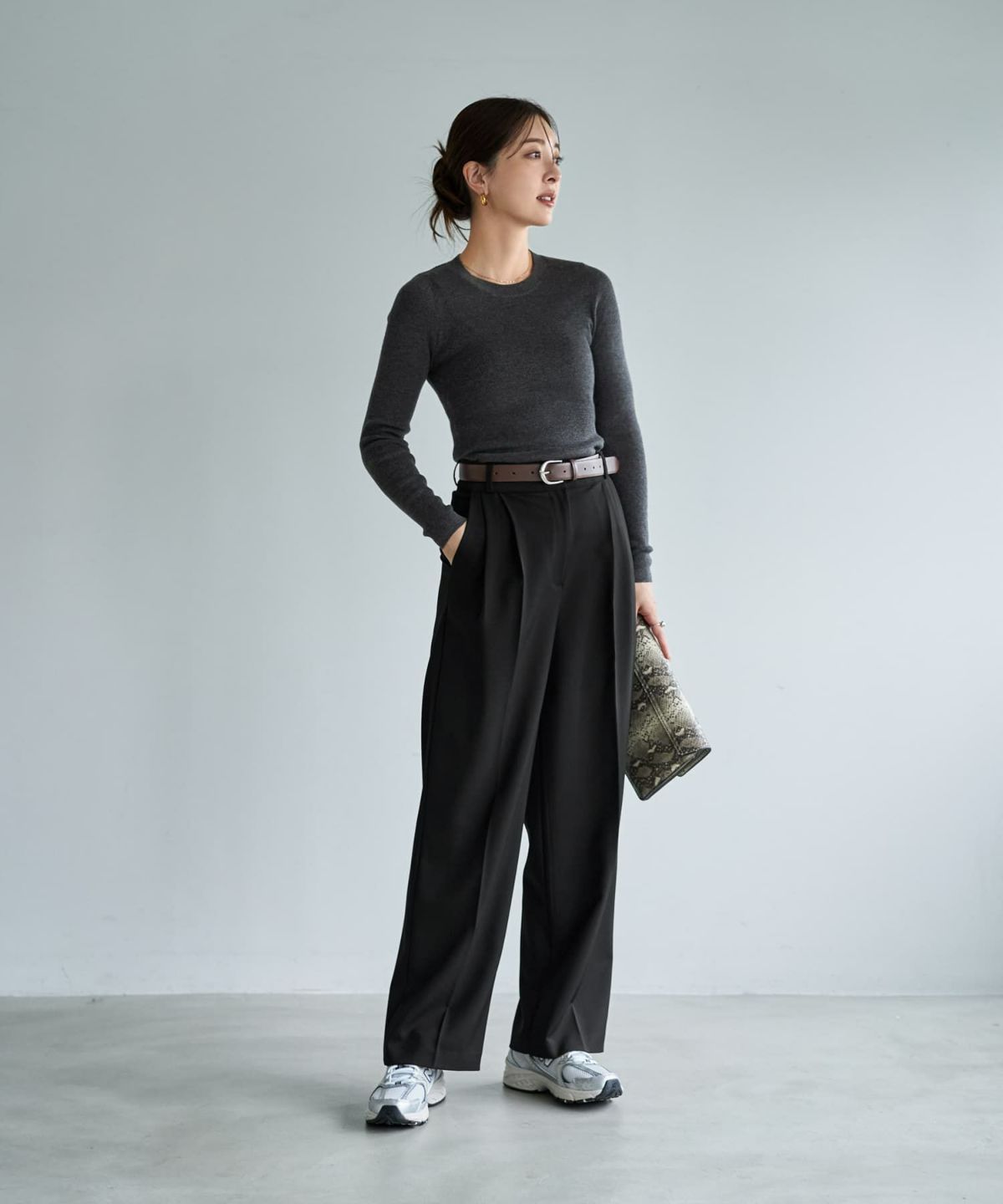 着用イメージ 167cm チャコール