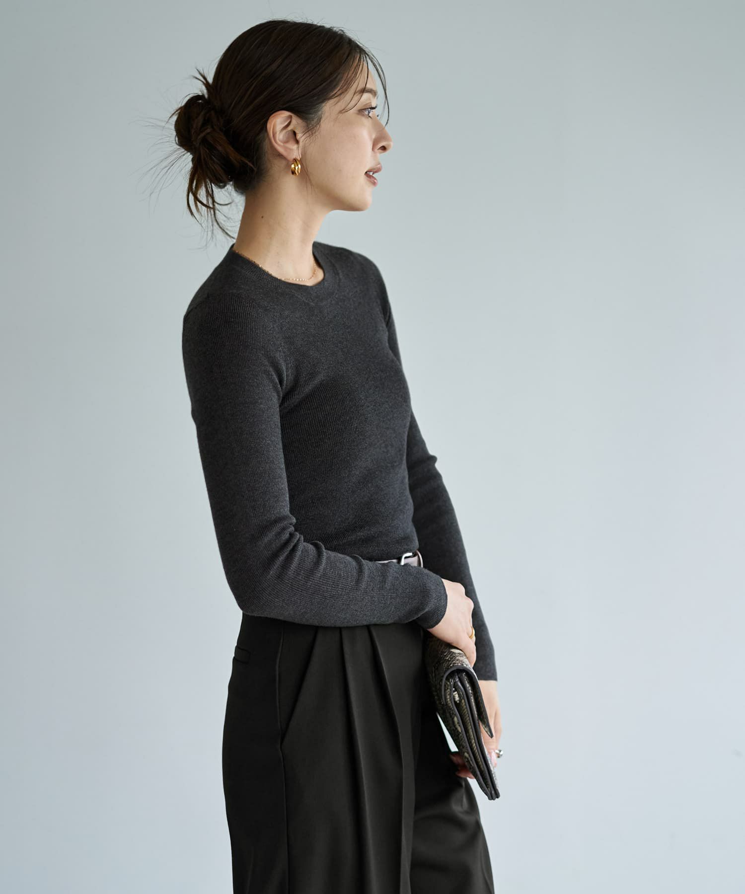 着用イメージ 167cm チャコール
