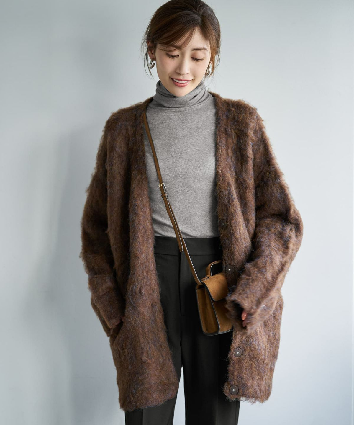 着用イメージ 167cm ブラウン