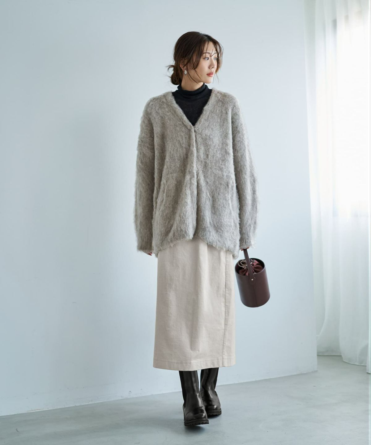 着用イメージ 166cm グレージュ