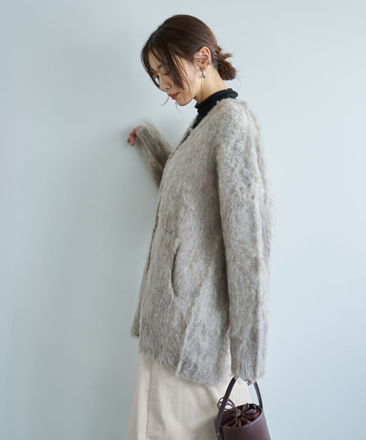 着用イメージ 166cm グレージュ