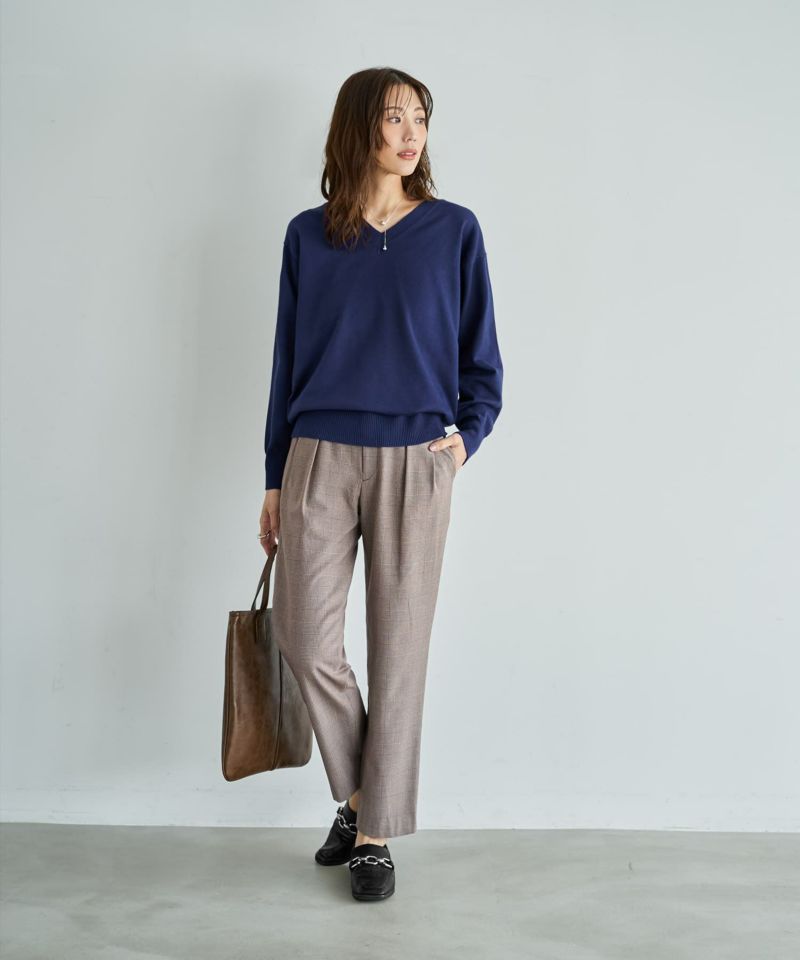 とも　Ｖネック　ブラック ☆アンチピリングVネックニットトップスB | おしゃれな大人レディース