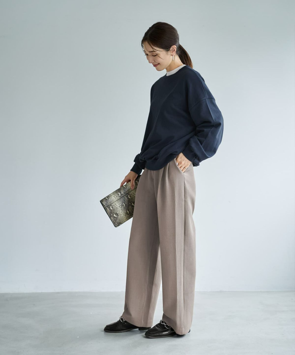 着用イメージ 166cm ネイビー