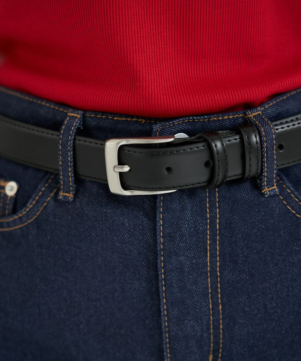 ミニマルリアルレザーベルト（シルバー）