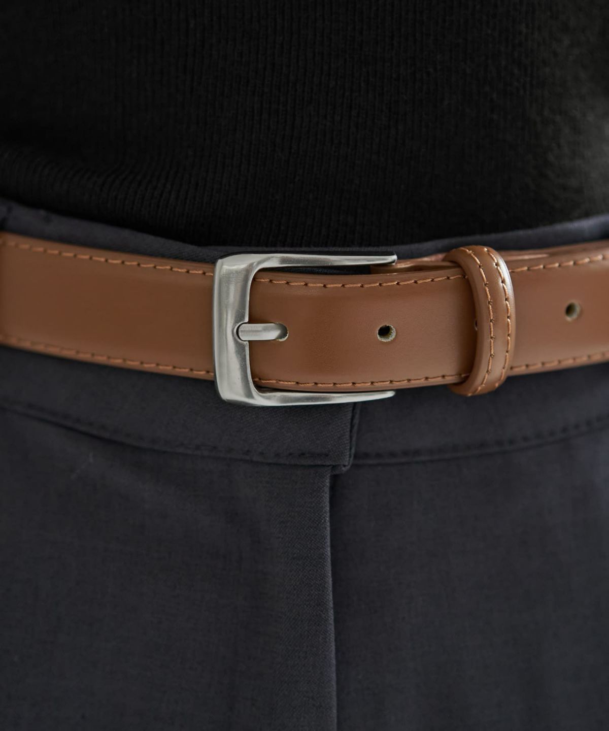 ミニマルリアルレザーベルト（シルバー）