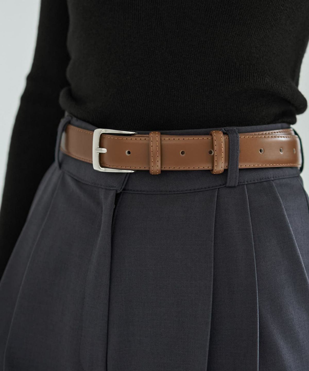 ミニマルリアルレザーベルト（シルバー）