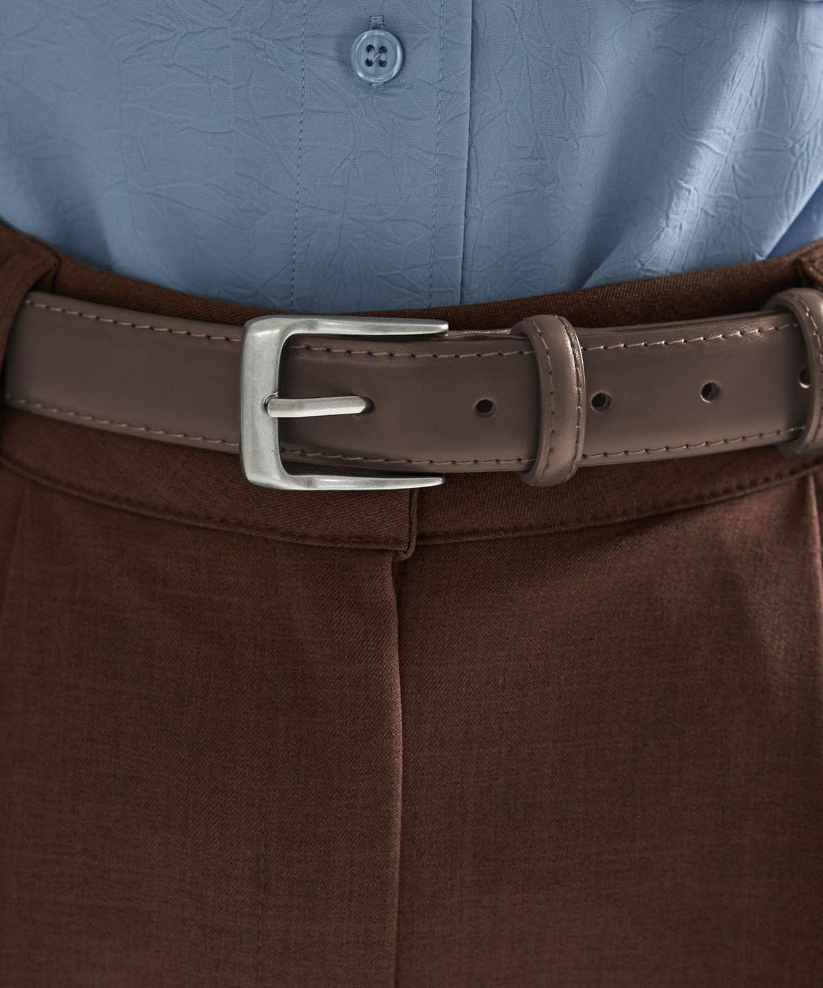 ミニマルリアルレザーベルト（シルバー）