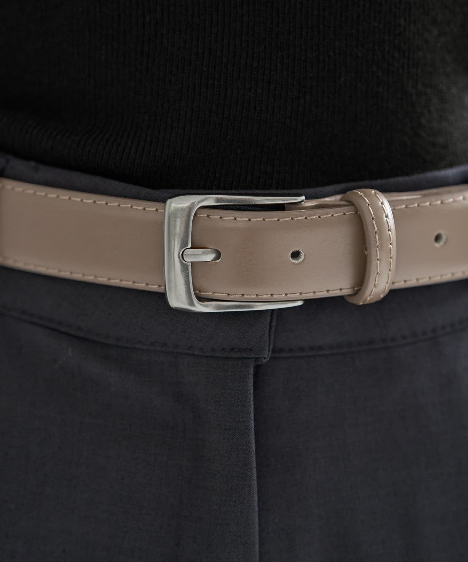 ミニマルリアルレザーベルト（シルバー）
