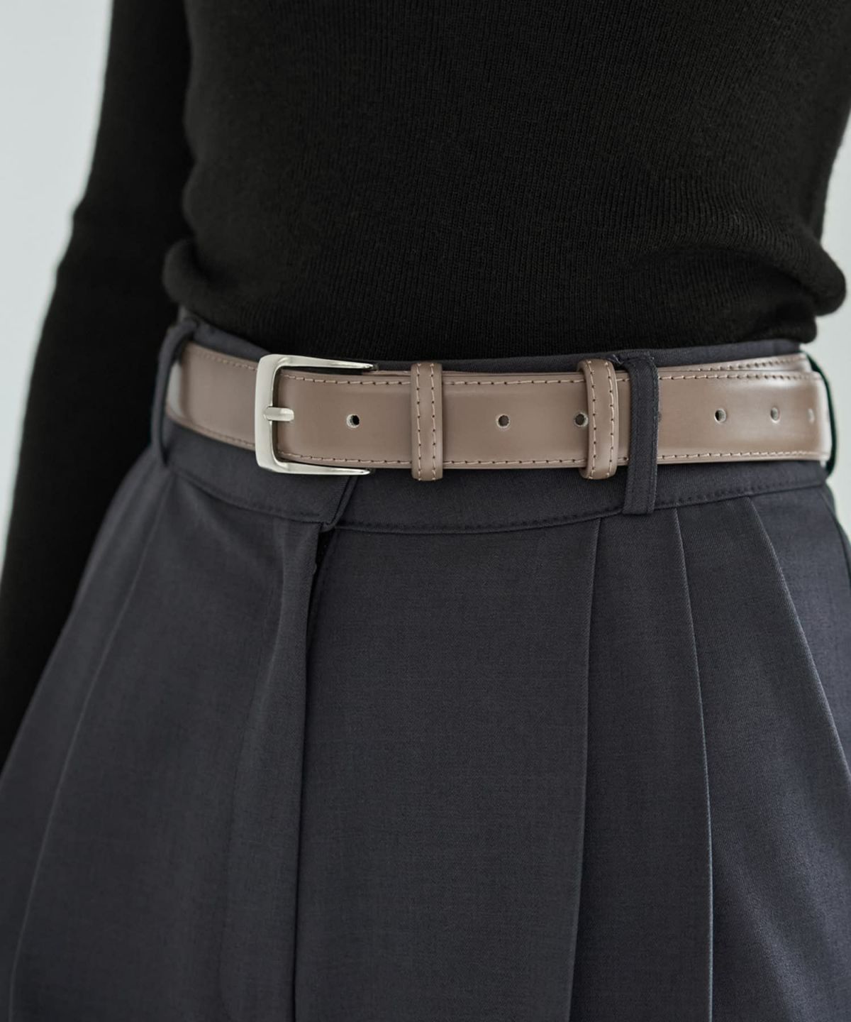 ミニマルリアルレザーベルト（シルバー）