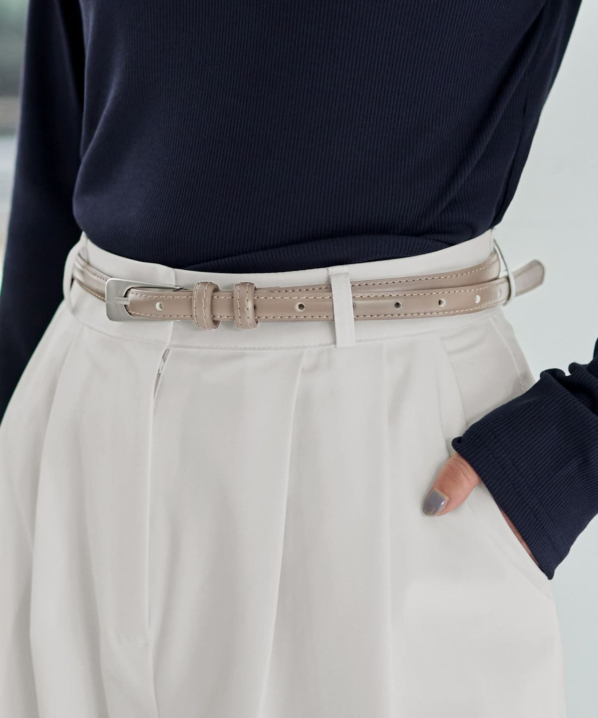 ミニマルスリムリアルレザーベルト