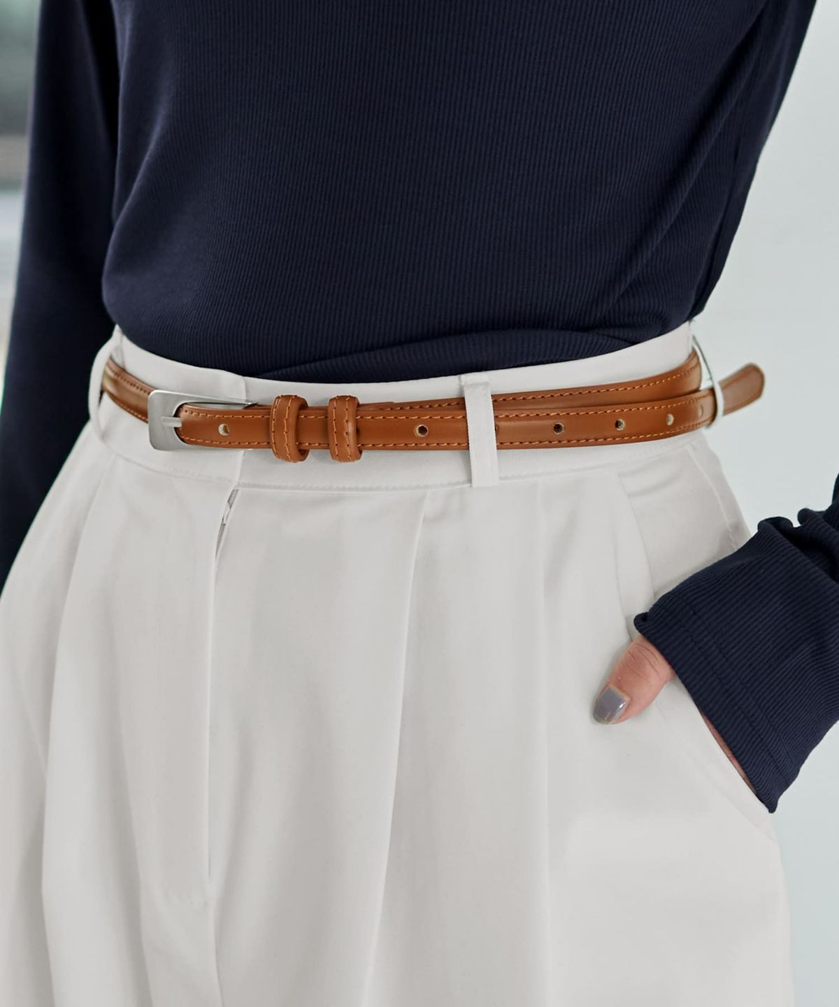 ミニマルスリムリアルレザーベルト