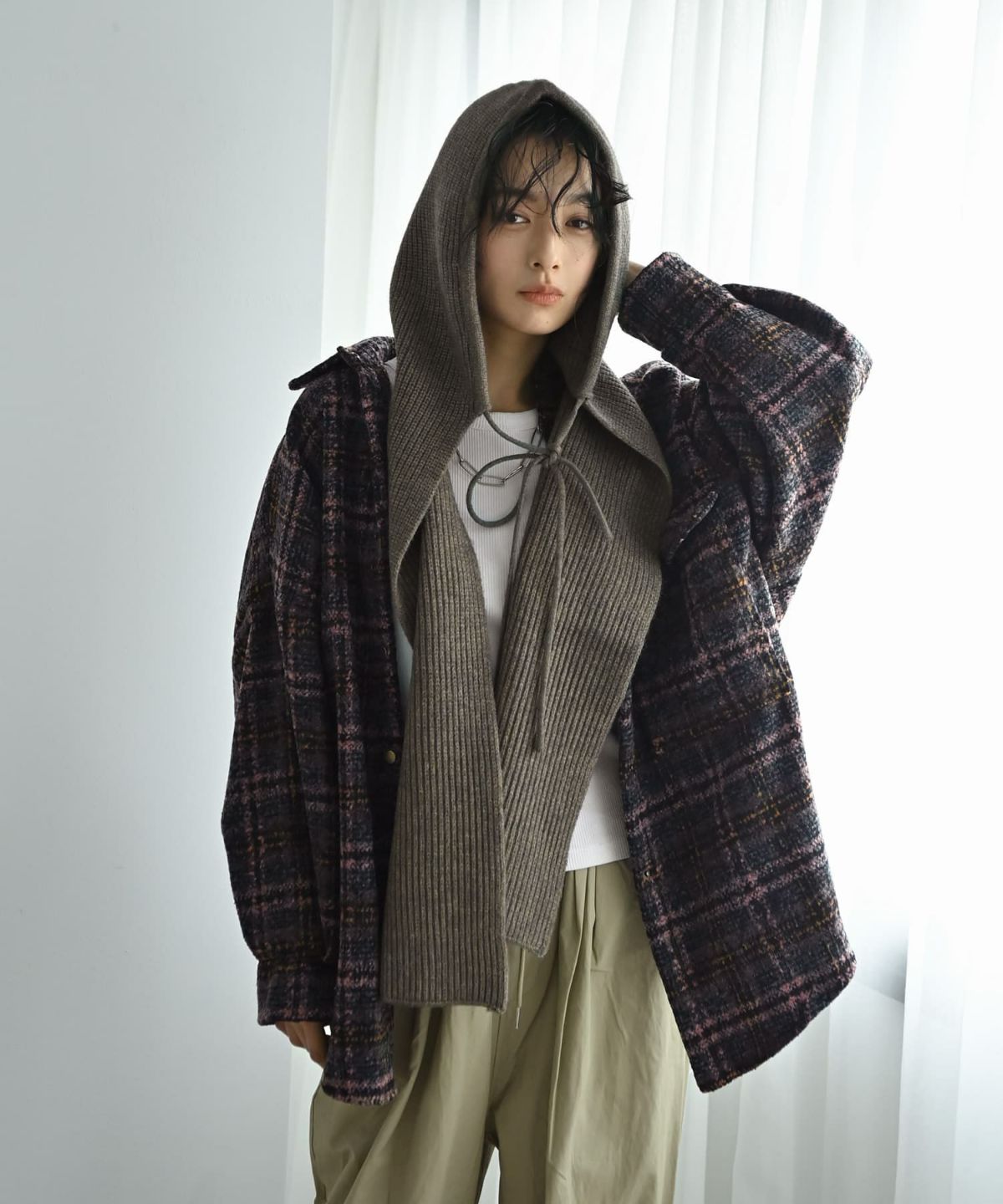 着用イメージ 167cm グレージュ