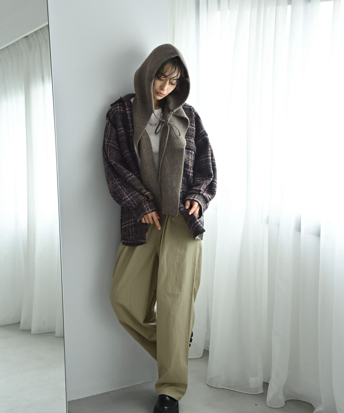 着用イメージ 167cm グレージュ