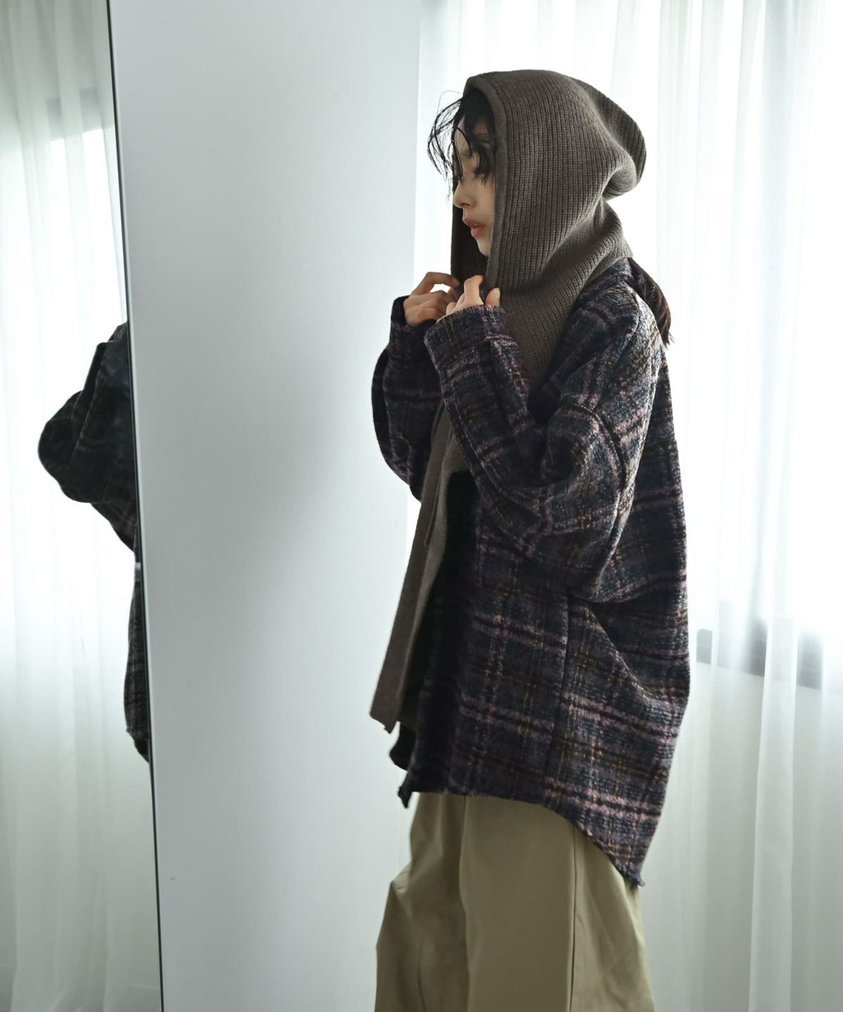 着用イメージ 167cm グレージュ