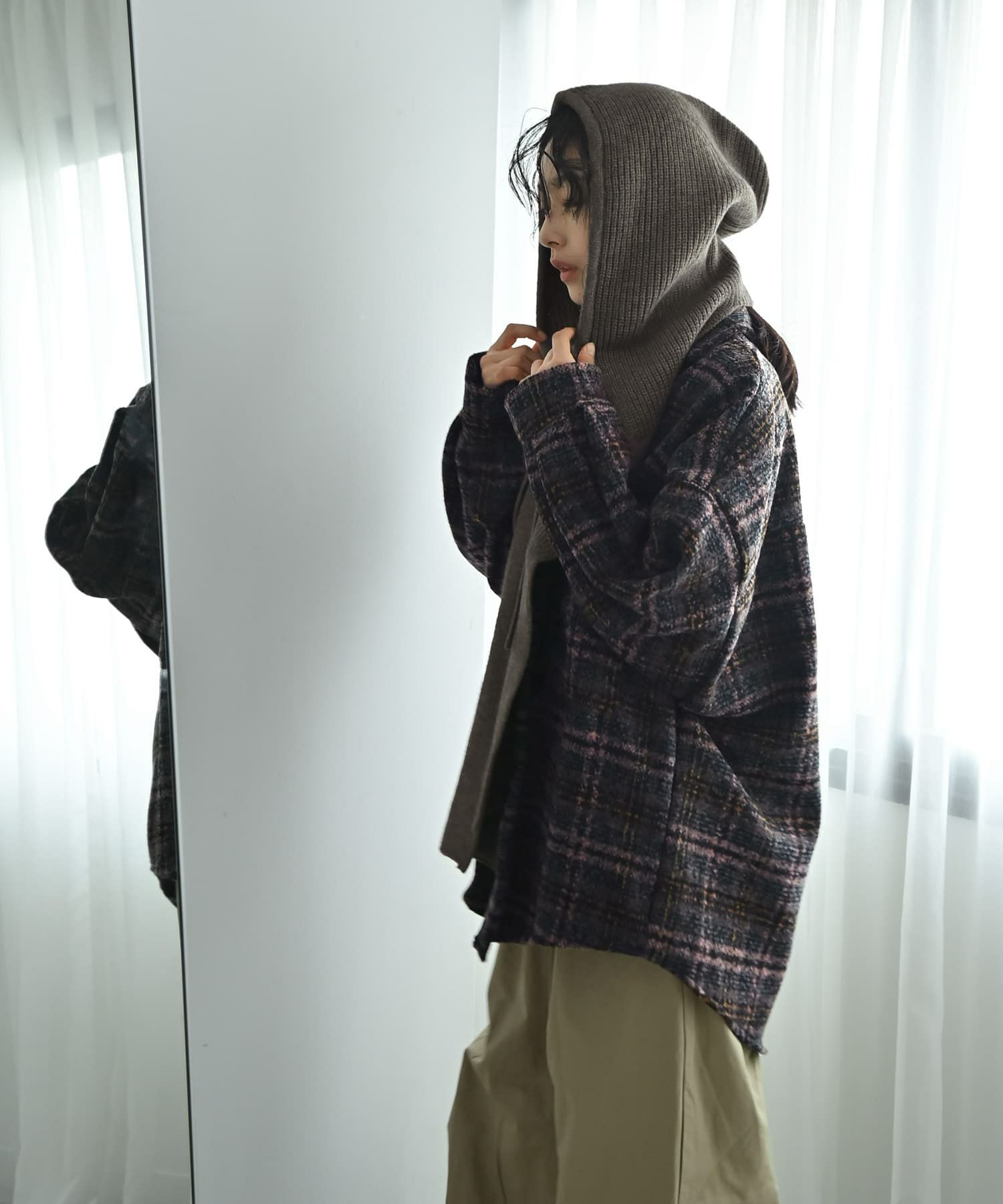 着用イメージ 167cm グレージュ