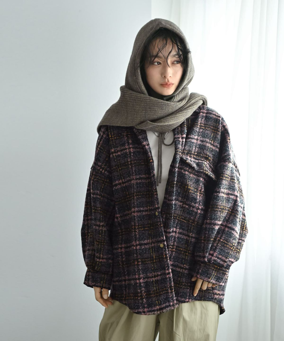 着用イメージ 167cm グレージュ