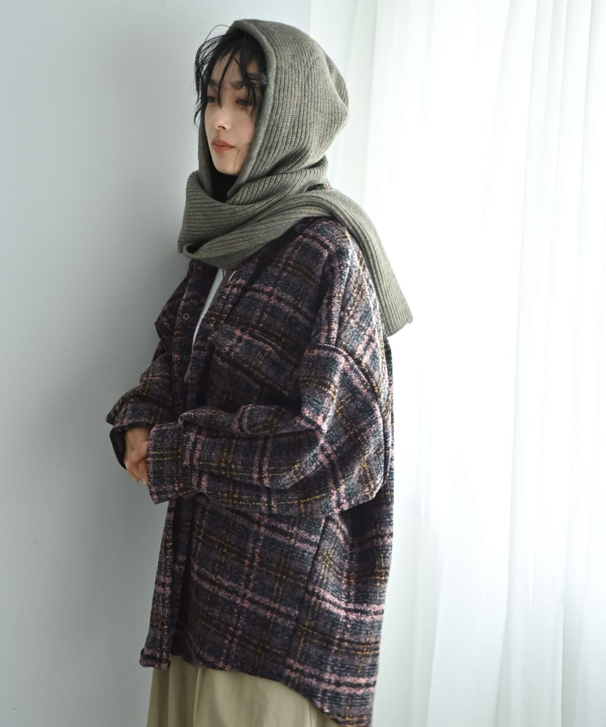 着用イメージ 167cm グレージュ