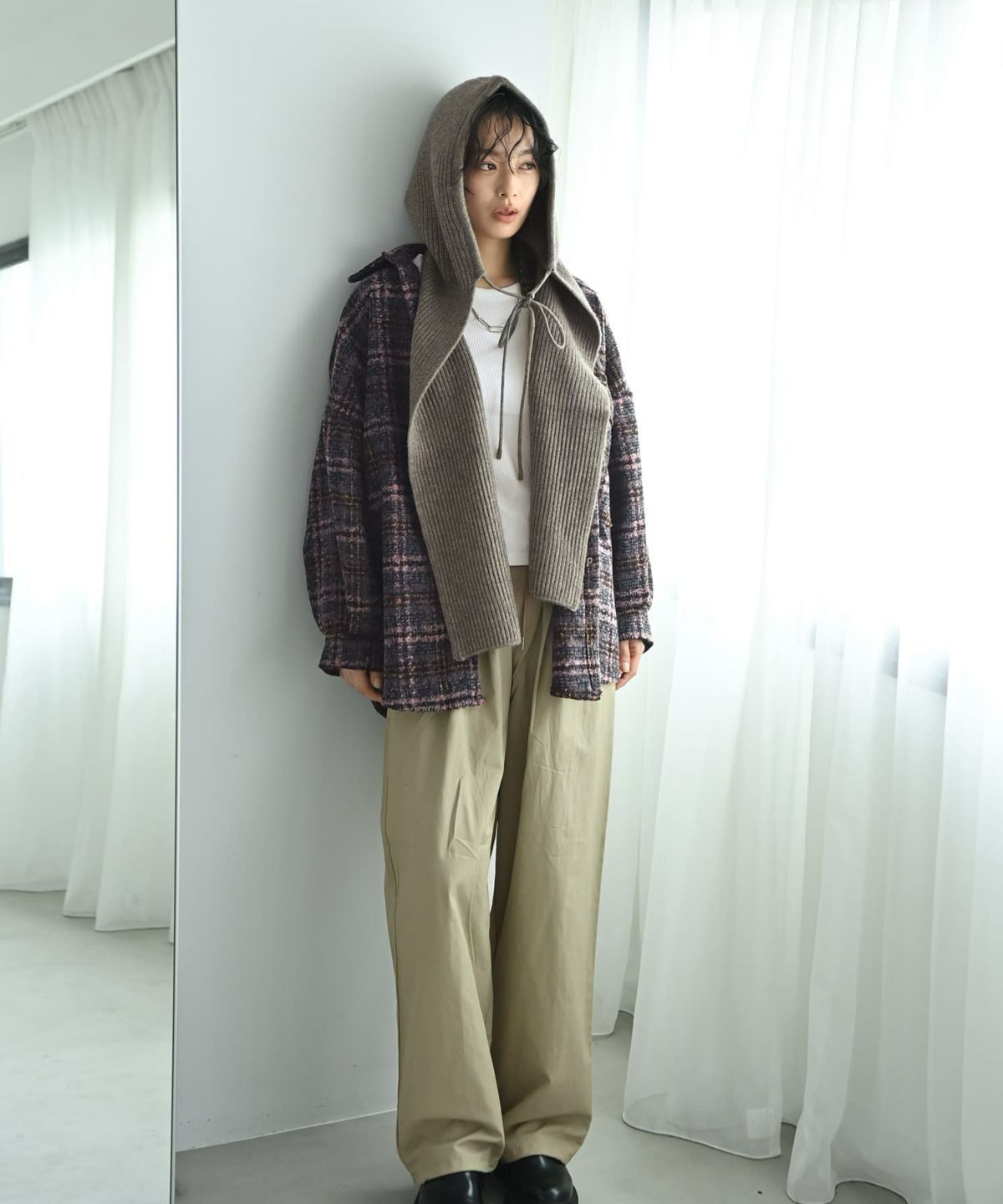 着用イメージ 167cm グレージュ