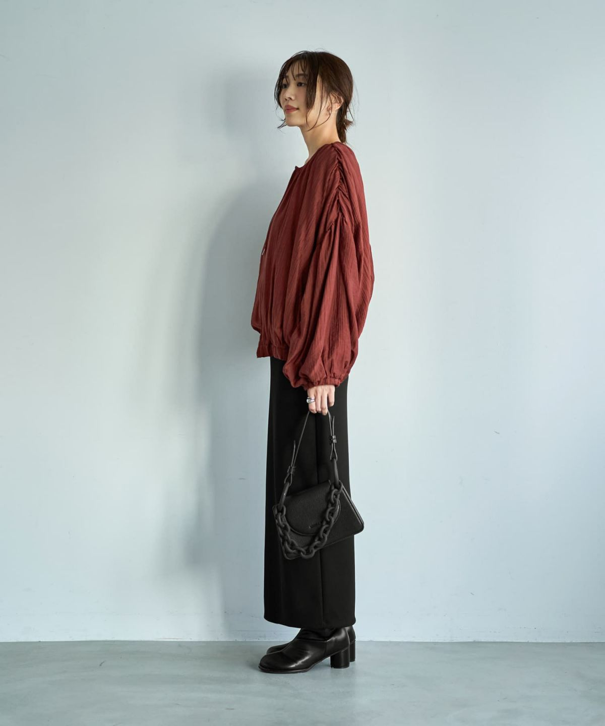 着用イメージ 166cm バーガンディ