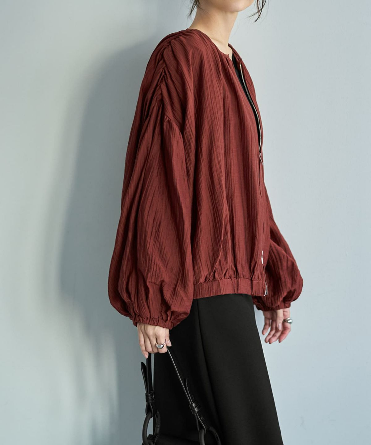 着用イメージ 166cm バーガンディ