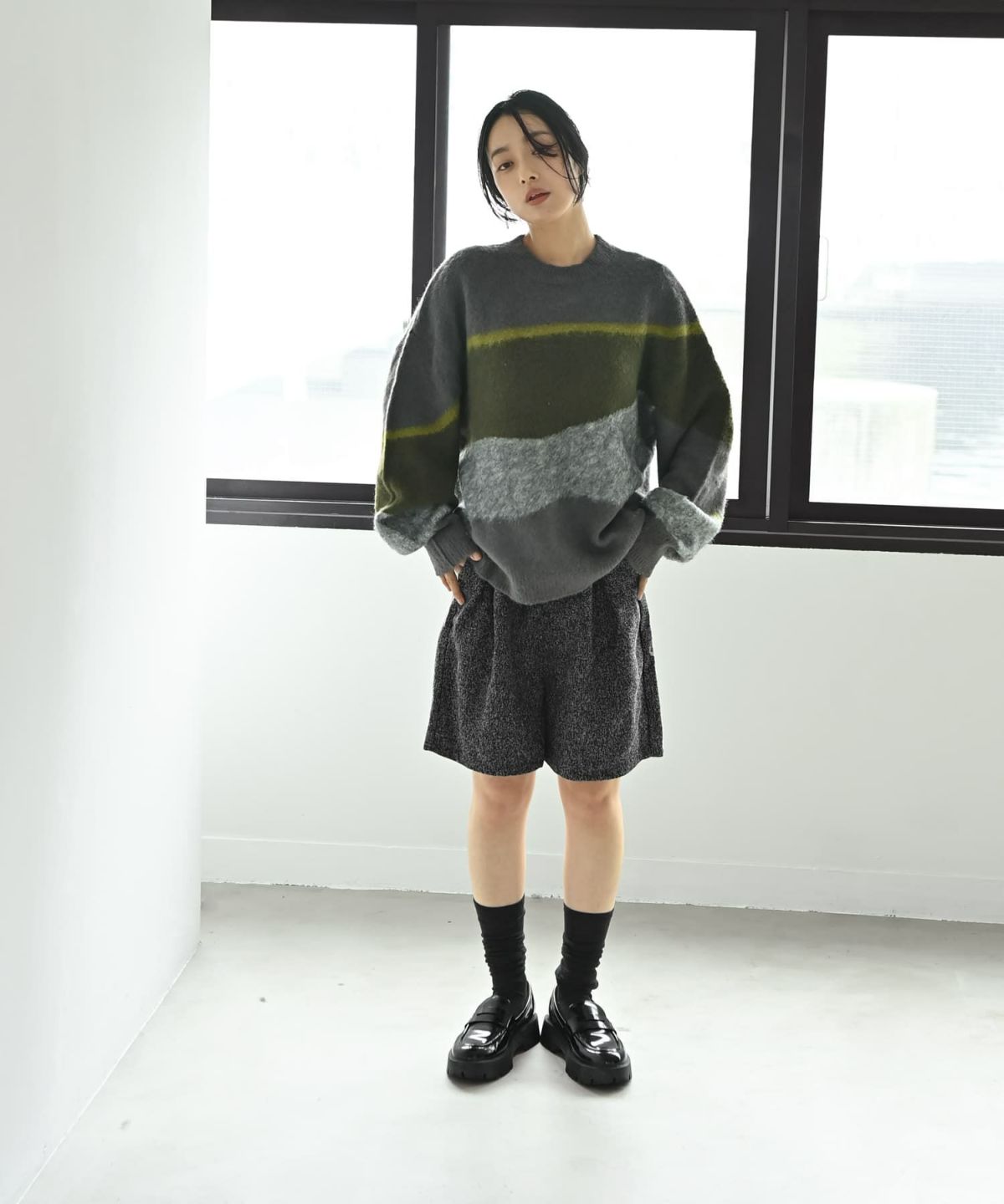 着用イメージ 167cm チャコール