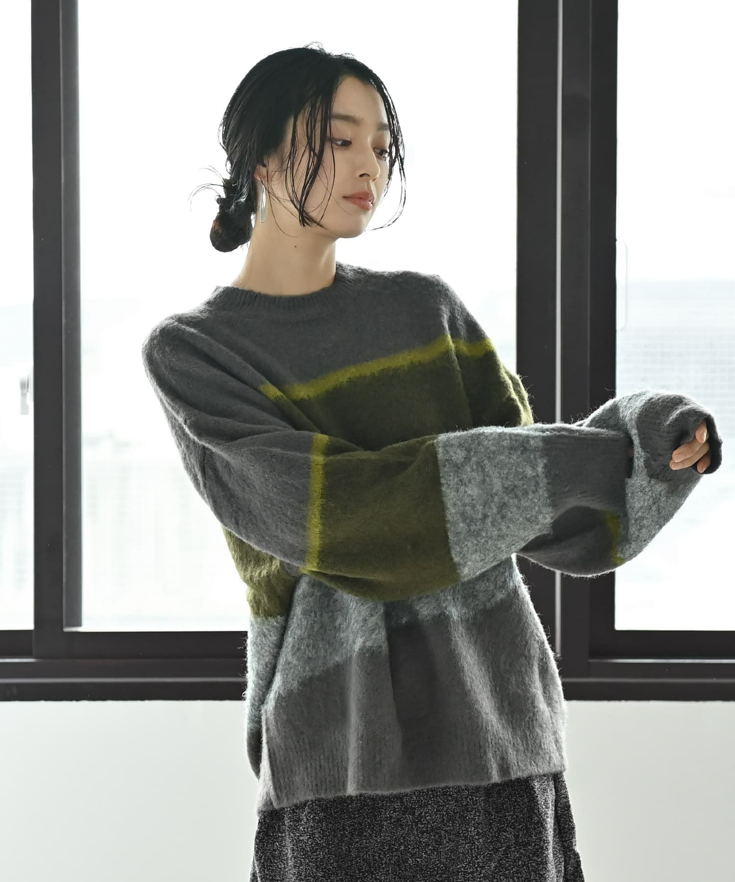 着用イメージ 167cm チャコール
