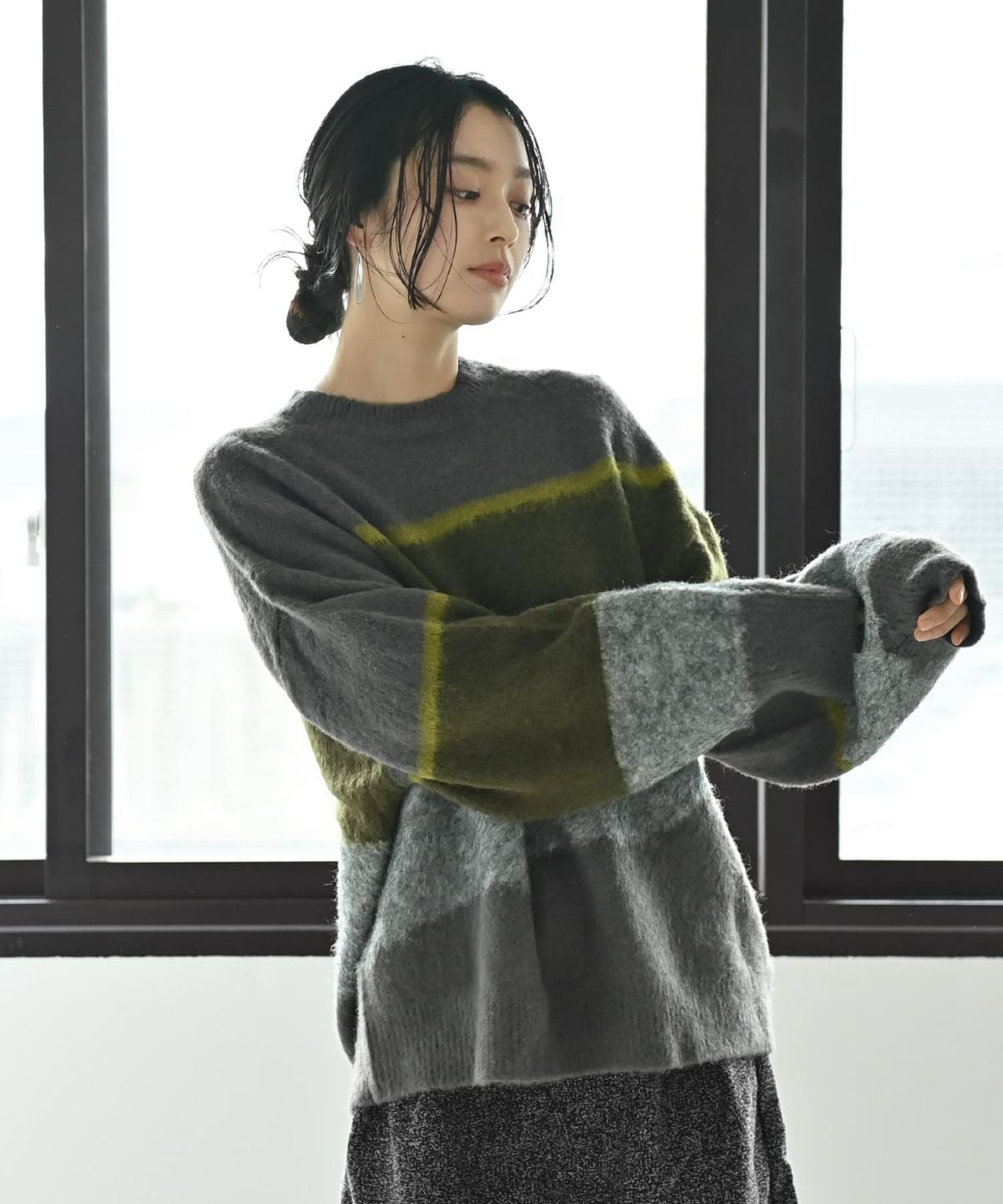 着用イメージ 167cm チャコール