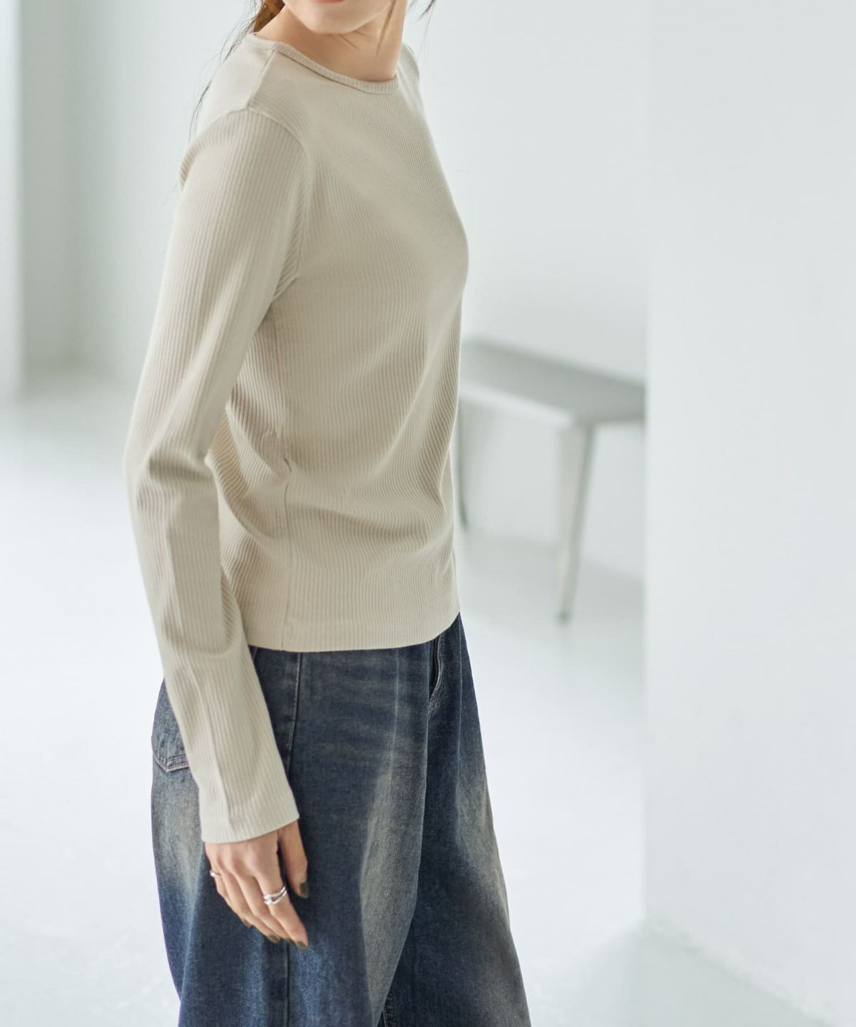 着用イメージ 166cm ベージュ