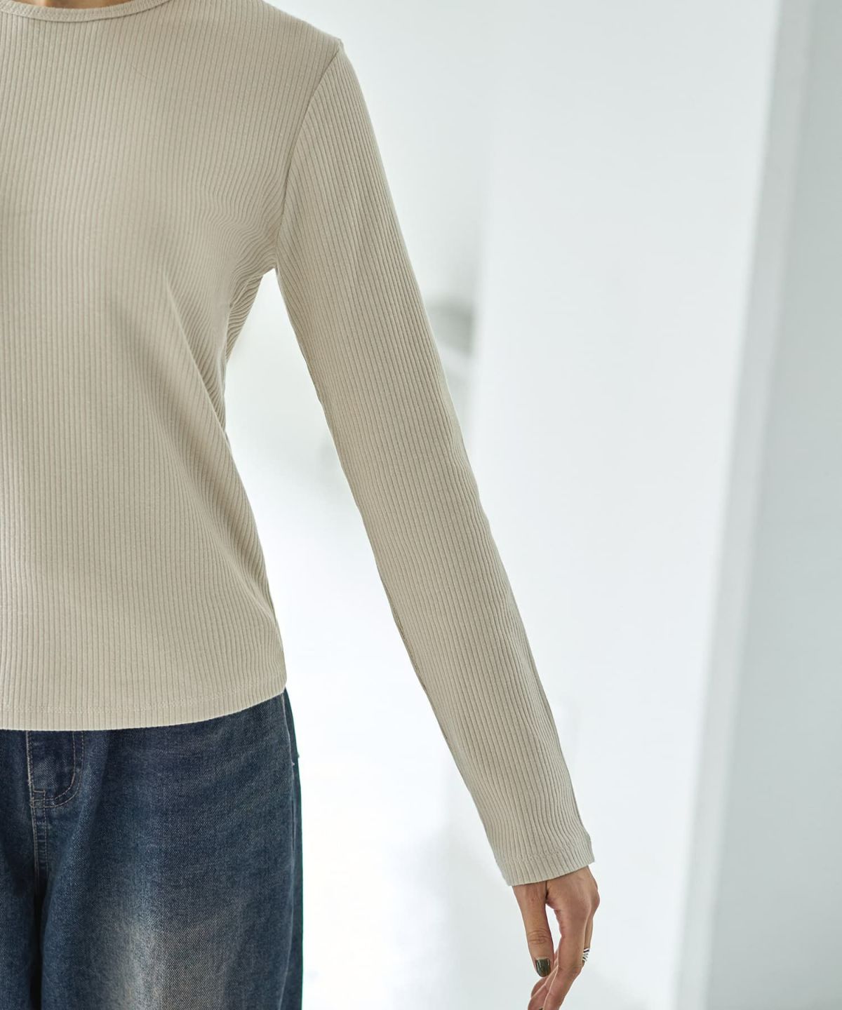 着用イメージ 166cm ベージュ