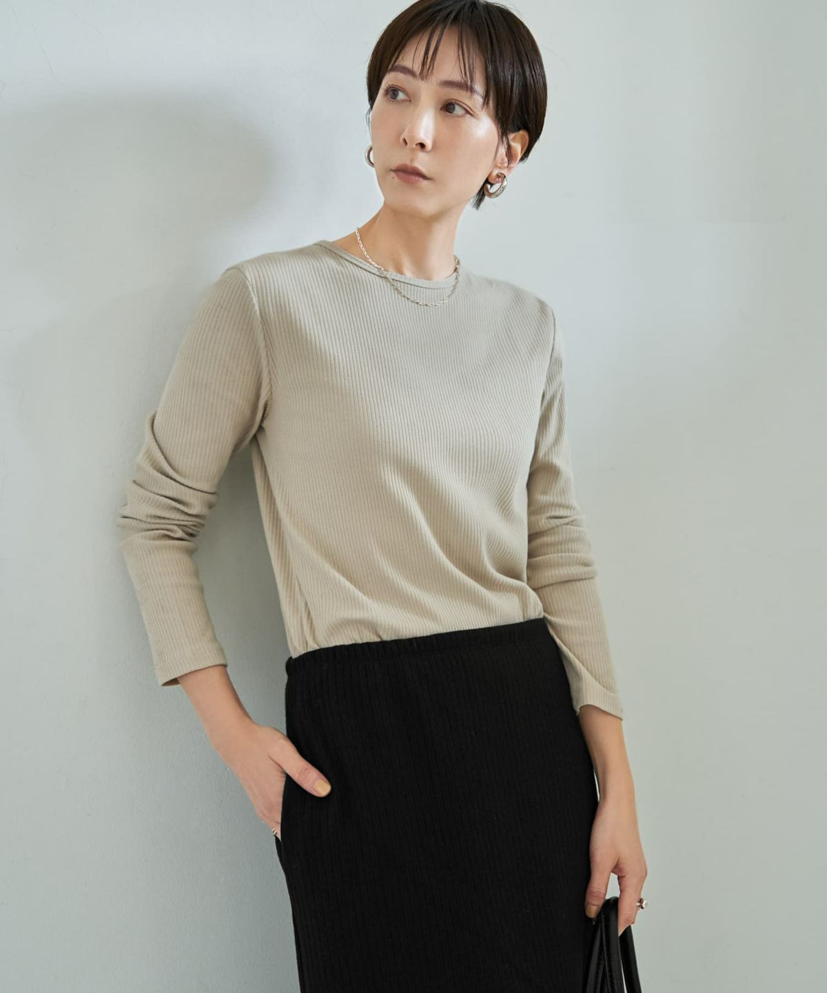 着用イメージ 167cm ベージュ