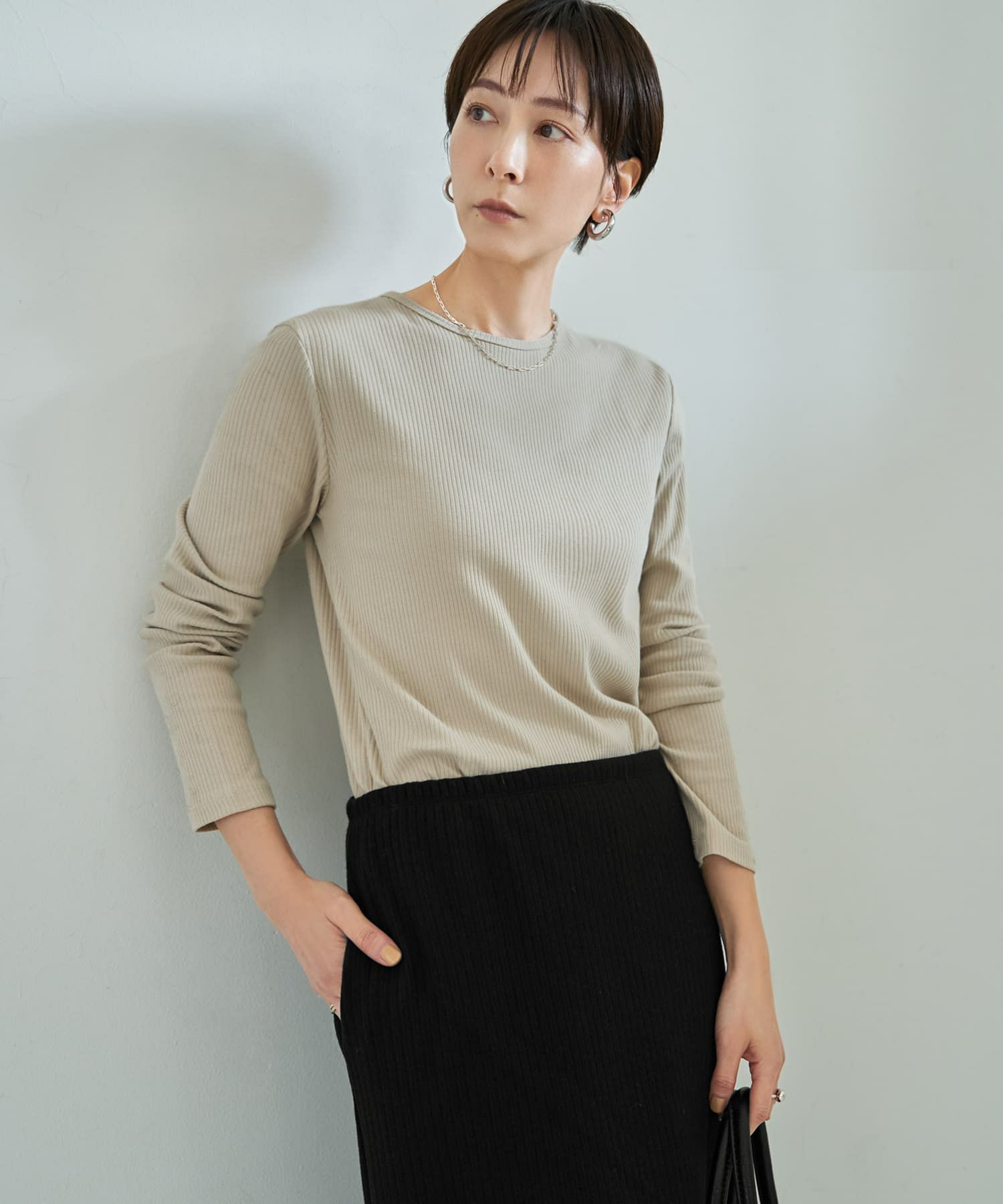 着用イメージ 167cm ベージュ