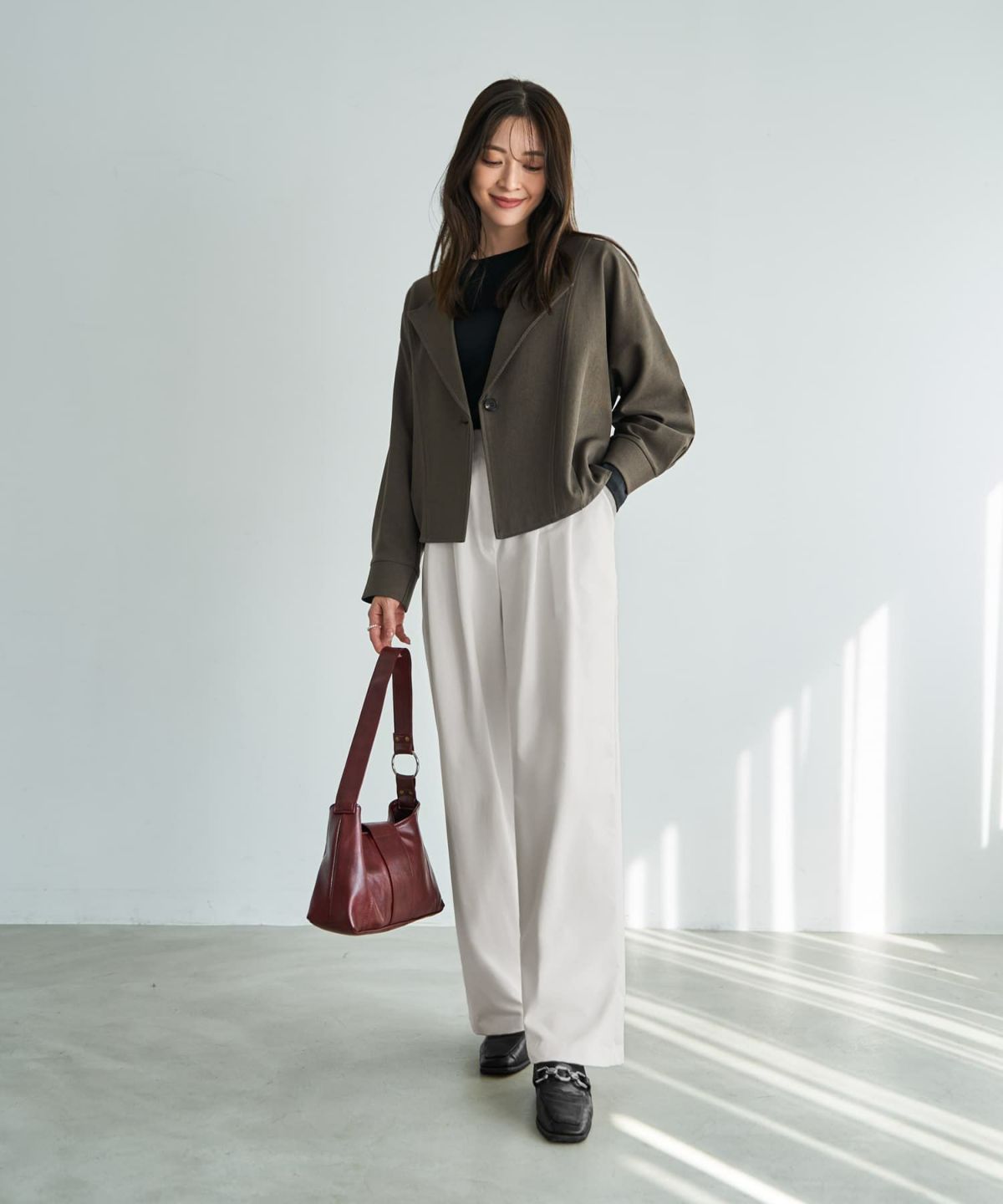 着用イメージ 166cm モカグレー