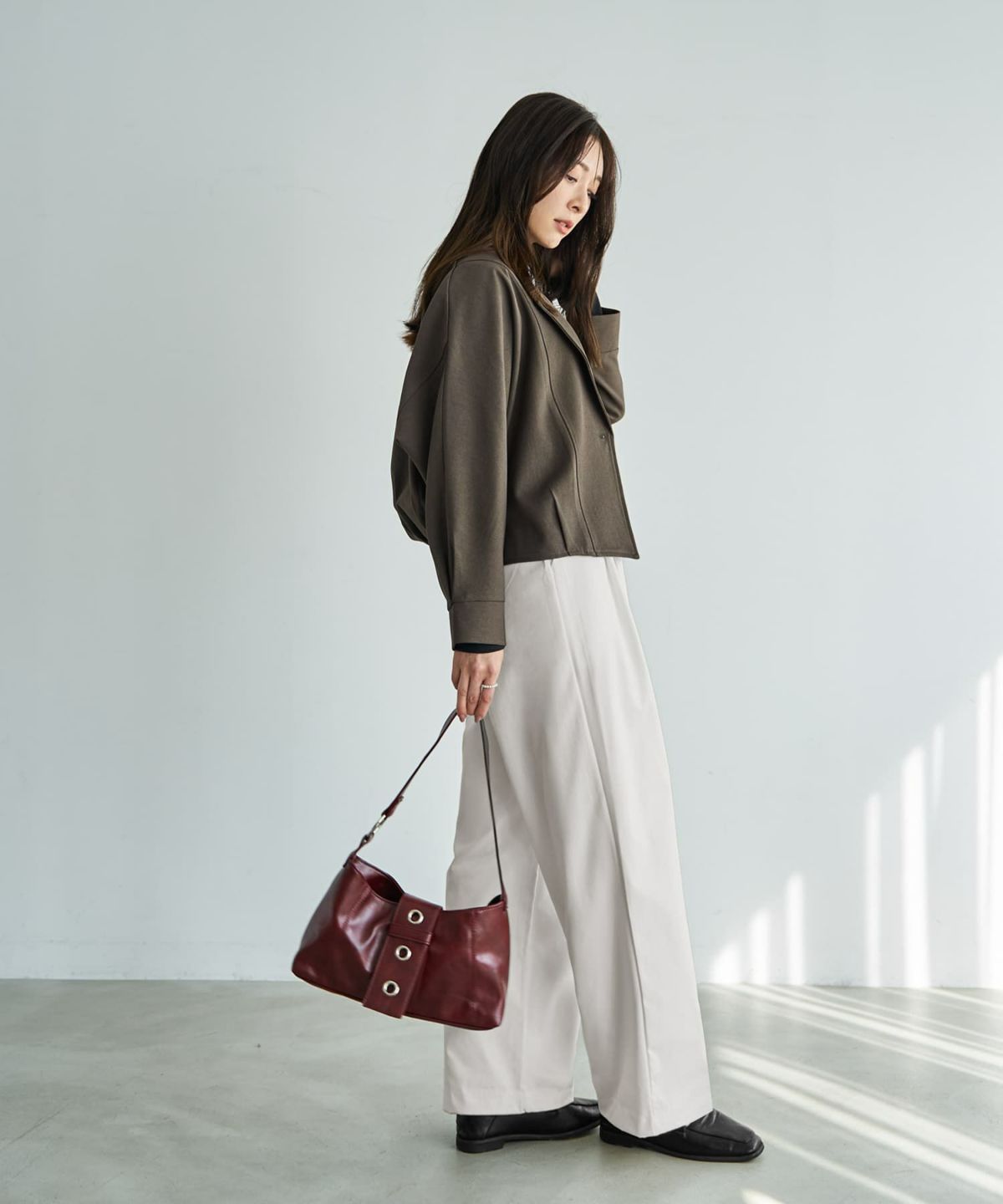 着用イメージ 166cm モカグレー