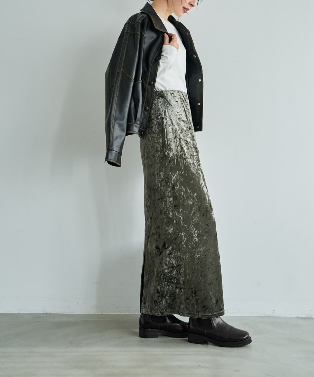 着用イメージ 166cm ダークカーキ 02サイズ